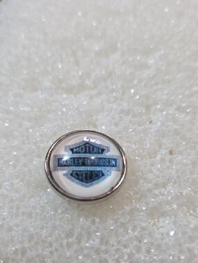 Harley-Davidson White and Black Round Logo Charm Snap 18mm